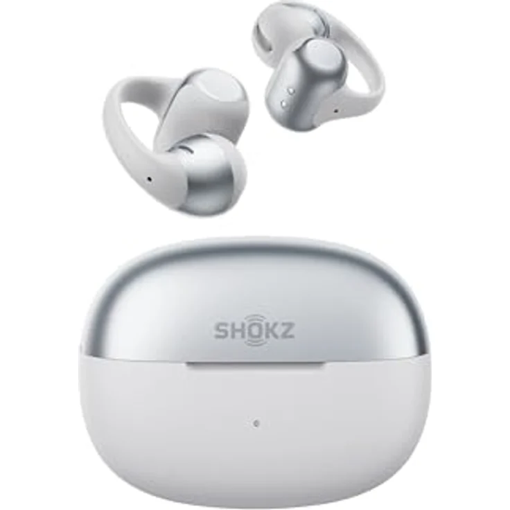 SHOKZ OpenDots 2, Open-Ear Clip-On Earbuds mit Dolby Audio und Deep Bass, 40 Std. Laufzeit, Bluetooth 6.1, IP57 wasserdicht, 3 Mikrofone für klare Anrufe, kabelloses Laden, Grau – Bild 1