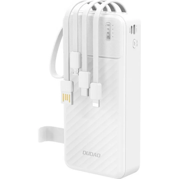 Dudao K11PRO Powerbank 20000 mAh, mit 4 integrierten Kabeln und Sicherheitsfunktionen, ideal für Smartphones und Tablets