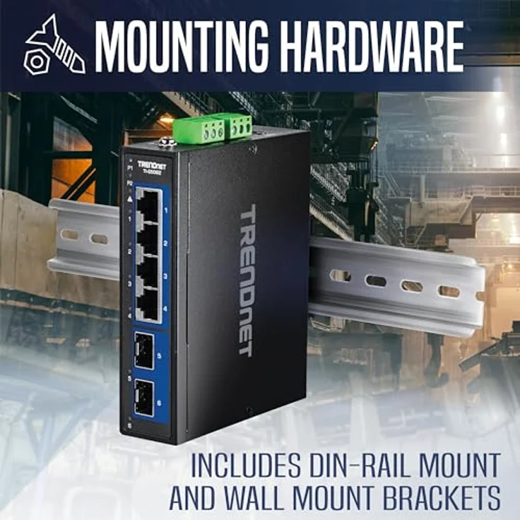 Trendnet 6-Port Industrial 2.5G DIN-Rail Switch mit 10G SFP, Netzwerk Switch mit PoE, Schwarz – Bild 4
