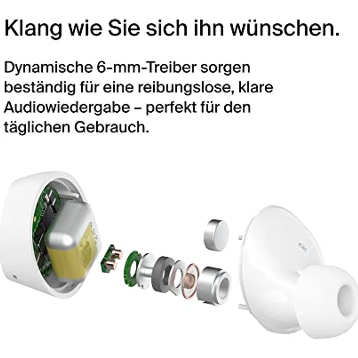 Belkin SoundForm Bolt True Wireless In-Ear-Kopfhörer, kabelloser Kopfhörer mit Mikrofon, Akkulaufzeit bis zu 28 Std., Monomodus, Schweiß- und Spritzwasserschutz der Schutzart IPX4, für iPhone, Galaxy – Bild 4