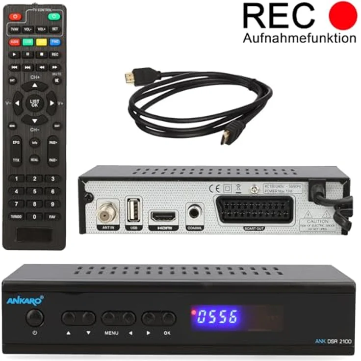 Ankaro DSR 2100 Plus HD HDTV digitaler Satelliten-Receiver HDTV, DVB-S/S2, HDMI, EPG, schwarz – Bild 2