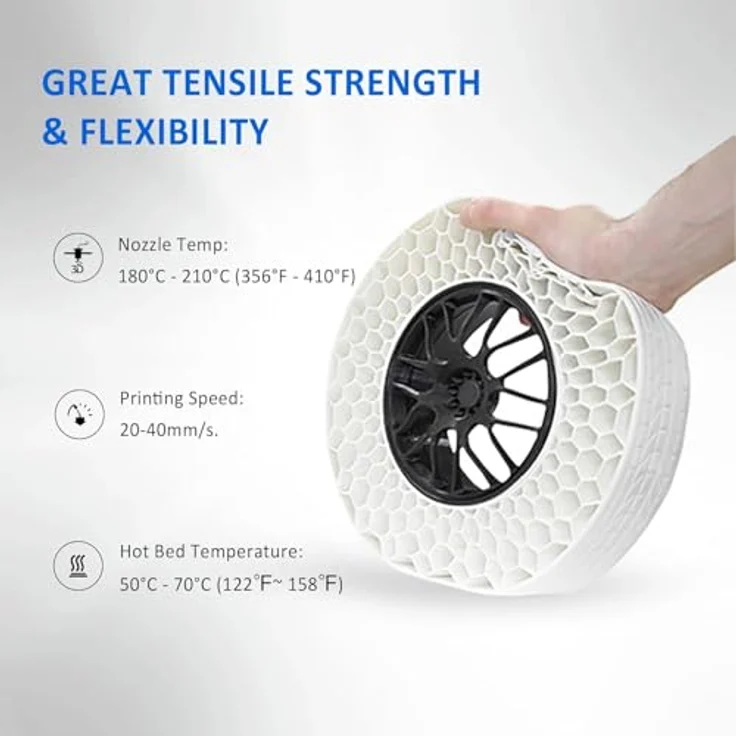 GEEETECH TPU Filament 1,75 mm, 2 kg Spule für 3D Drucker, schwarz – Bild 5