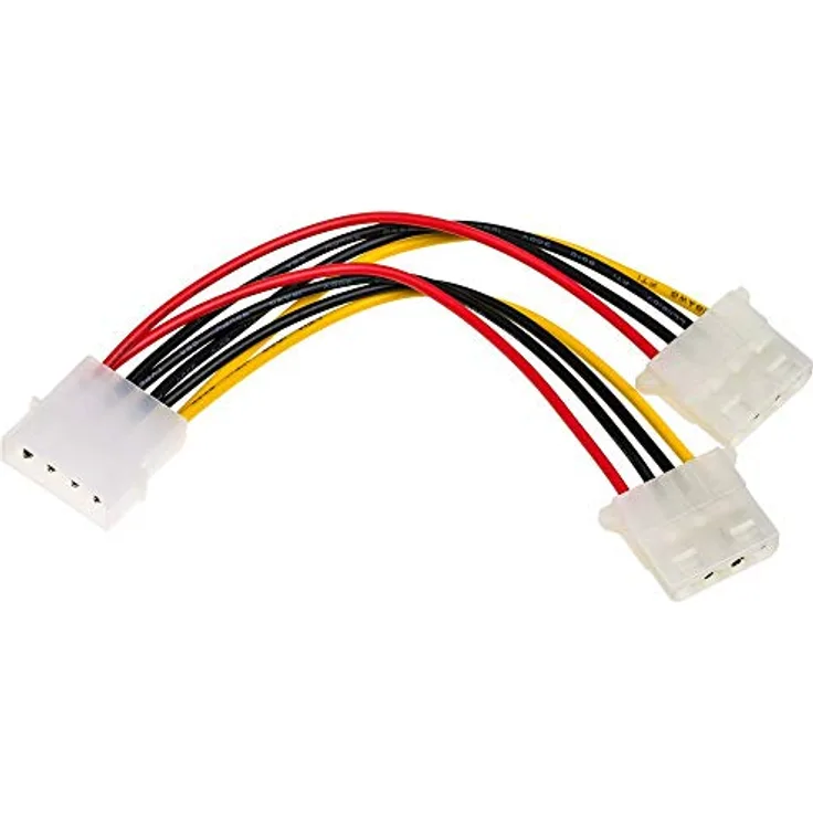 Akyga AK-CA-15 Molex Stecker auf 2x Molex Buchse Adapter Kabel 15cm