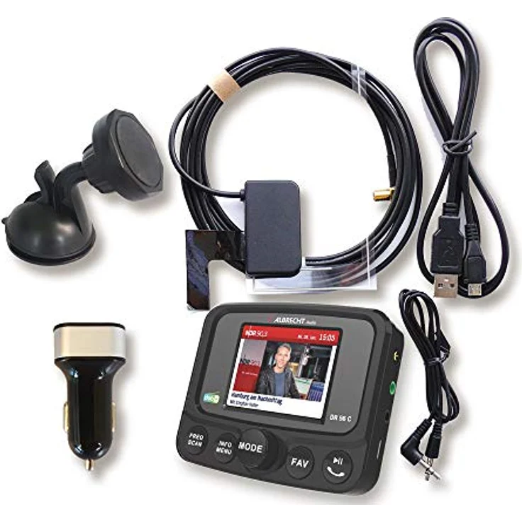 Albrecht DR56 C Digitalradio-Tuner mit Farbdisplay, 27156, zum Aufrüsten für Autoradios, FM-Transmitter für DAB+ Sender und Bluetooth-Verbindung vom Smartphone zum Radio – Bild 3