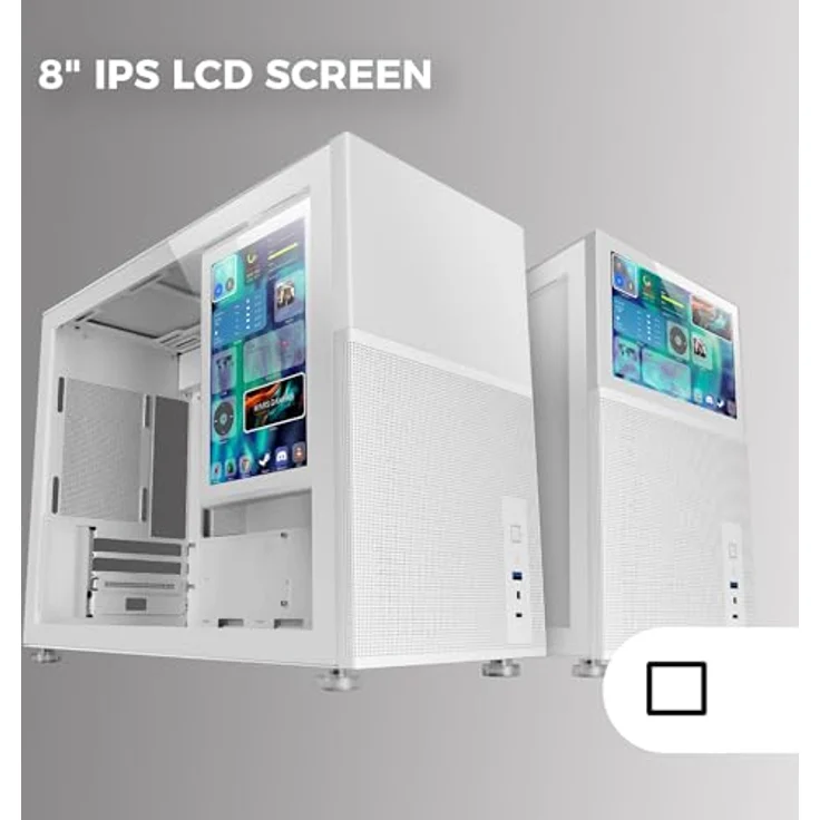 MARSGAMING MC-LCD, Mini-Tower Gaming PC-Gehäuse mit 8" IPS LCD-Display, Weiß – Bild 2