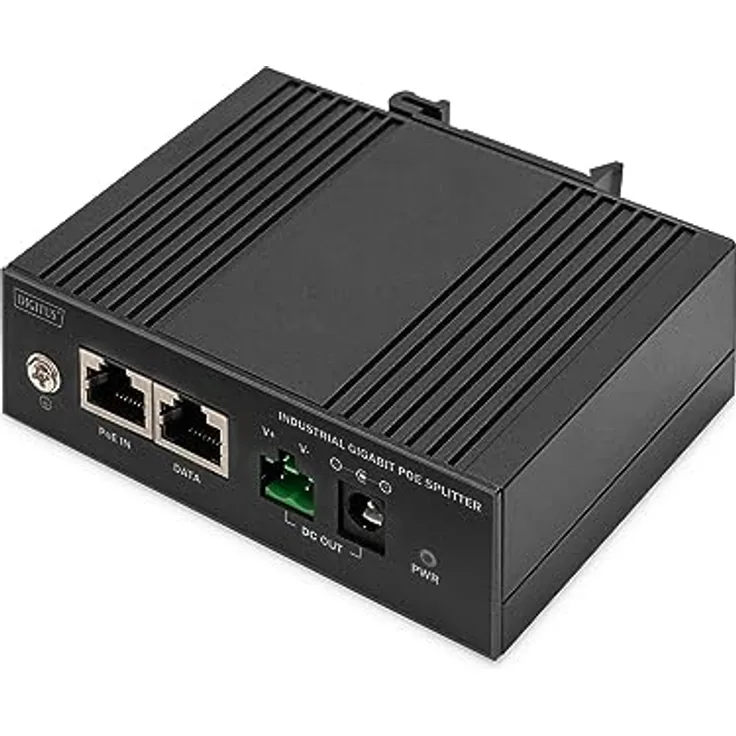 DIGITUS ASSMANN Industrieller Gigabit Ethernet PoE Splitter - 60W - 10/100/1000 Mbps - Hutschienenmontage - schwarz