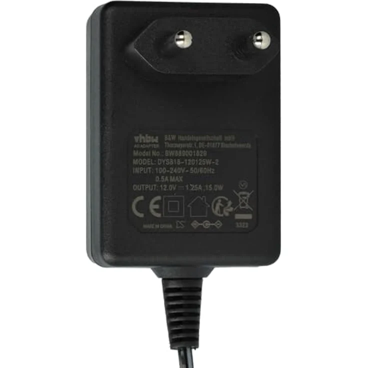 vhbw Netzteil kompatibel mit CAS ER Junior, AC/DC Netzadapter 12 V / 1,25 A, schwarz, 180 cm Kabel – Bild 5