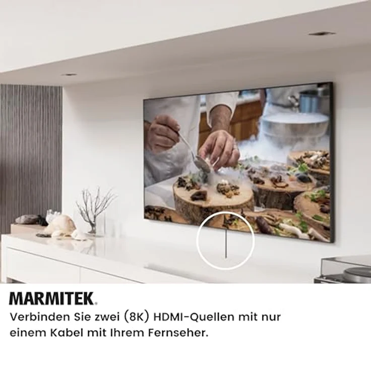 Marmitek 4K120 HDMI Switch 8K Connect 720 - HDMI 2.1 Switch - 4K 120Hz - HDR - 2 EIN / 1 aus - HDMI Schalter - 48Gbps - VRR - ALLM - QFT - QMS - Dolby Digital - Automatische Umschaltung, Schwarz – Bild 5