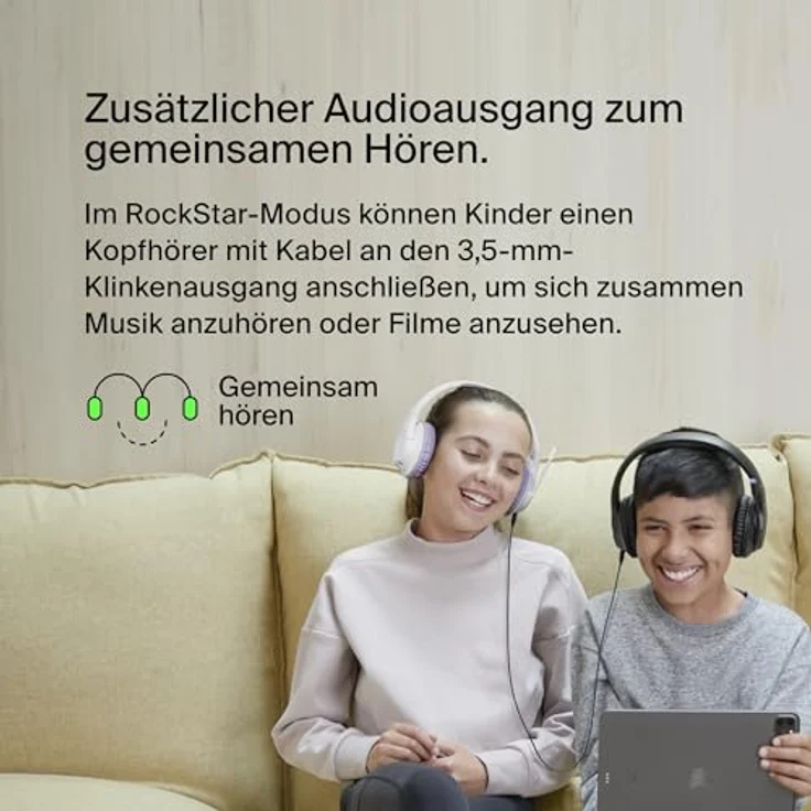 Belkin SoundForm Inspire kabelloser Over-Ear-Kopfhörer für Kinder, On-Ear-Kopfhörer für Mädchen und Jungen, Online-Unterricht, Reisen, integriertes Mikrofon – kompatibel mit iPhone, iPad, Galaxy usw. – Bild 5