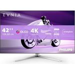 PHILIPS Evnia 42M2N8900 - 42 Zoll UHD Gaming Monitor, 138 Hz, Ambiglow, FreeSync Premium, G-Sync Comp (3840x2160, 0.1ms GtG, HDMI 2.1, DisplayPort, USB-C (90W PD), USB Hub) grau/weiss