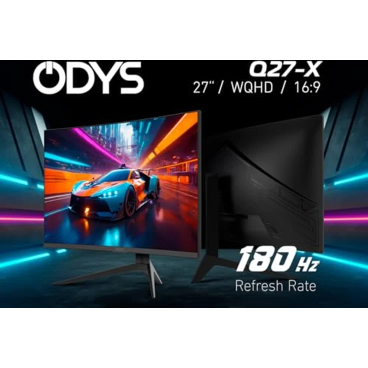 Odys Gaming Monitor Q27-X - 27 Zoll Curved 180 Hz WQHD HDR FreeSync/G-Sync Eye Care, Schwarz – Bild 4
