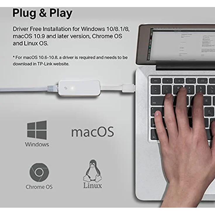 TP-Link USB to Ethernet Adapter, Foldable USB 3.0 to 10/100/1000 Gigabit Ethernet LAN Network Adapter, Support Windows 10/8.1/8/7/Vista/XP for Desktop Laptop Apple MacBook Linux and More (Ue300) – Bild 4