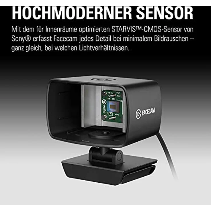 Elgato Facecam - 1080p60 Full HD Webcam für Videokonferenzen, Gaming, Streaming, Sony-Sensor, Fixfokus-Glasobjektiv, für Lichtverhältnisse in Innenräumen Optimiert, Zoom, Microsoft Teams, PC/Mac – Bild 4