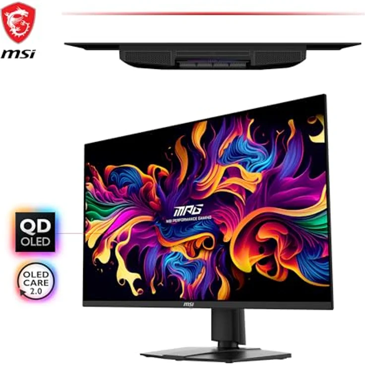 MSI MPG 271QRX QD-OLED 26,5" WQHD Gaming Monitor - OLED Panel Quantum Dot 2560 x 1440, 360Hz / 0,03ms, 99% DCI-P3, ΔE≤2, DisplayHDR True Black 400, KVM, RGB - DP 1.4a, HDMI 2.1, USB Typ-C – Bild 2