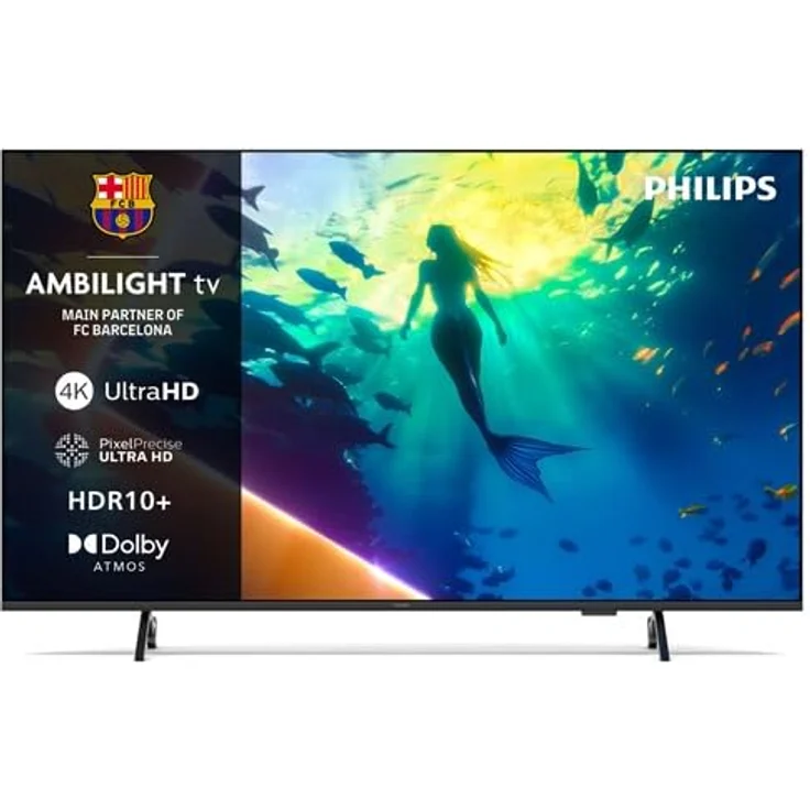 Philips Ambilight 43PUS8000, 43 Zoll 4K LED Smart TV mit Pixel Precise Ultra HD, Titan OS, Dolby Atmos und Sprachassistenten-Kompatibilität