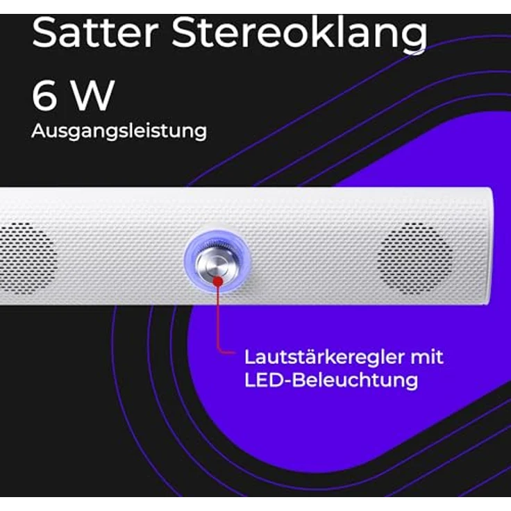 Defender Z11 PC Soundbar Lautsprecher – 2.0 Monitor Soundbar mit 6W RMS Stereo Sound, LED Lautstärkeregler, USB Powered, 3,5-mm-Klinkenstecker für PC (Weiß) – Bild 3