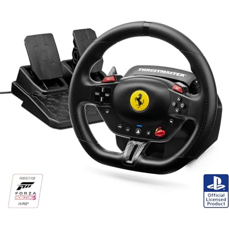 Thrustmaster T98 Ferrari 296 GTB, Rennlenkrad mit Pedalset, 240° Rotationswinkel, für PS5, PS4, PC
