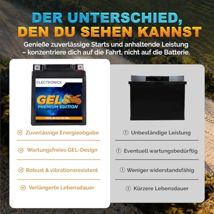 Electronicx Extreme Edition GEL Motorradbatterie 7Ah 12V, wartungsfrei, rüttelfest, auslaufsicher für Motorrad, Roller und Quad – Bild 7
