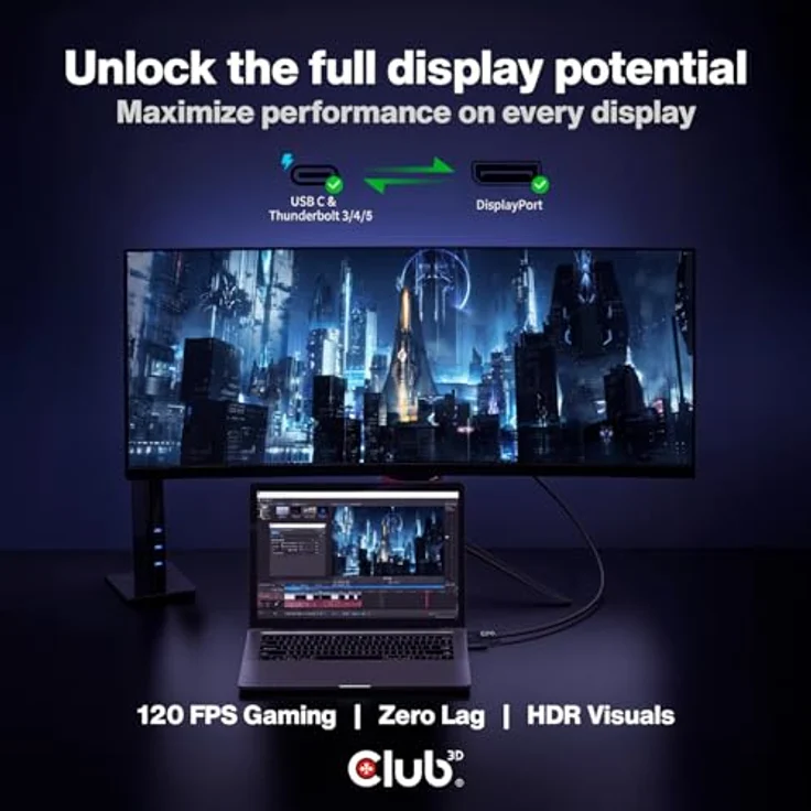 CLUB3D cac-1557 USB C Displayport 1.4 Schwarz – Bild 4