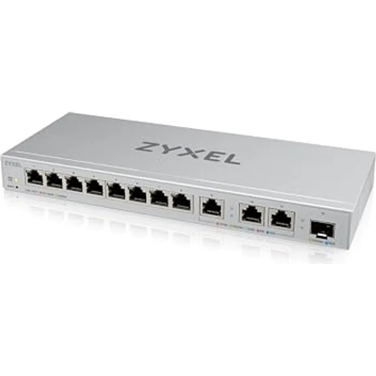 ZYXEL 12-P SMART Managed Switch, Gigabit RJ-45 & Multi-Gigabit Ports, webbasierte Verwaltung, energiesparend, Flüster-Silent