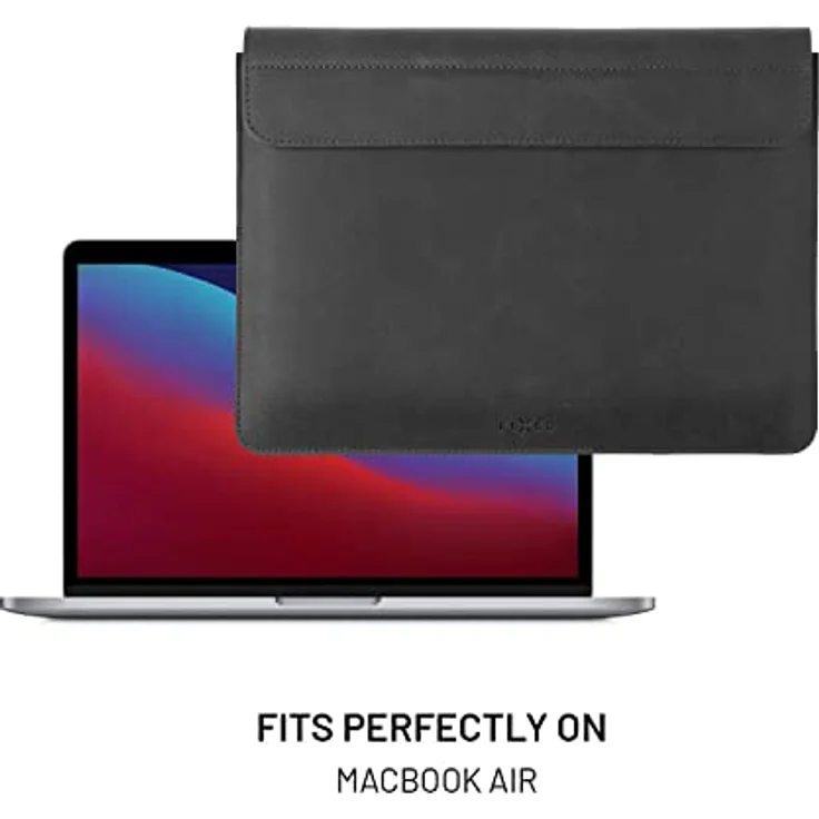 FIXED Oxford Lederhülle für MacBook Air 13 Zoll Retina, iPad und andere Geräte: Handgefertigte Laptoptasche aus italienischem Rindsleder, Schwarz – Bild 5