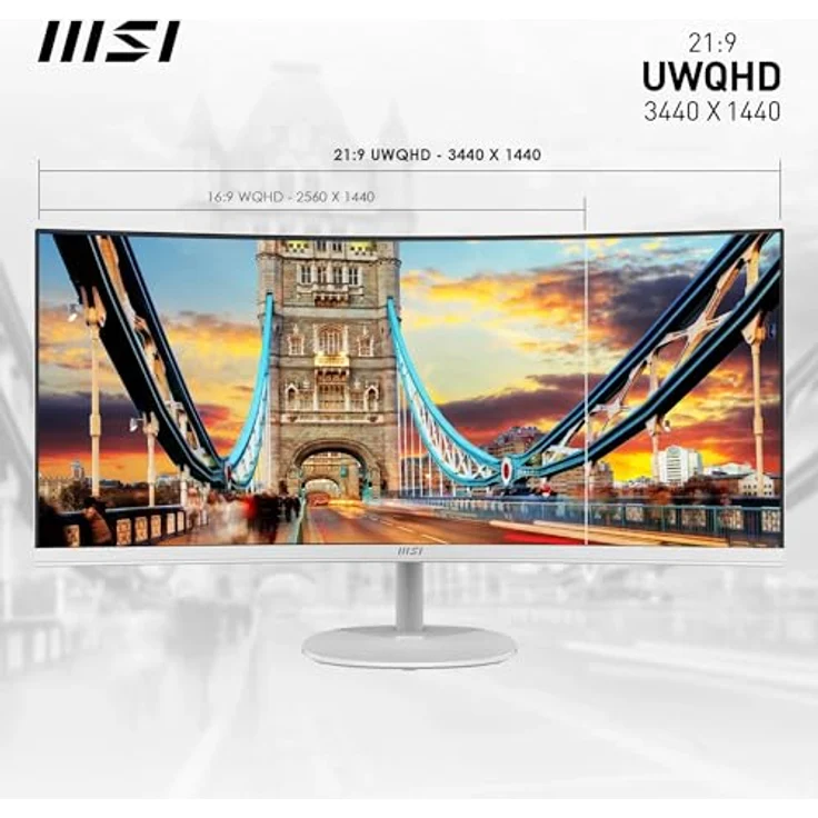 MSI PRO MP341CQW, 34 Zoll VA UWQHD Curved Monitor, 100Hz, 4ms, 2xHDMI 2.0, DP, mit Lautsprechern – Bild 2