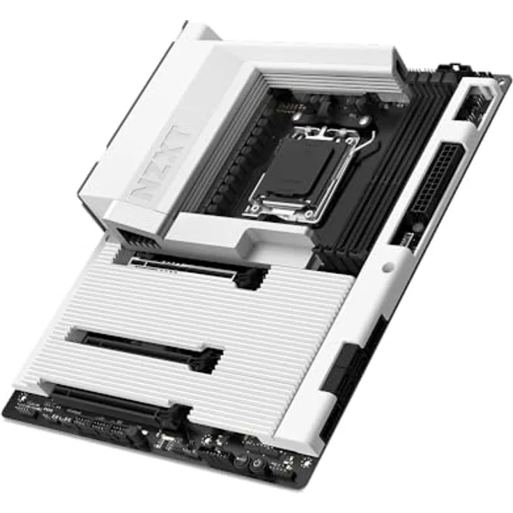 NZXT N7 B850, AMD B850 AM5 ATX Gaming-Mainboard für Ryzen 9000/8000/7000, 16+2+1 Phasen, DDR5, 3x M.2 PCIe 5.0, Wi-Fi 6E, 2.5GbE, USB 4, M.2 NVME mit Schnellverschluss, Vollabdeckung, Weiß