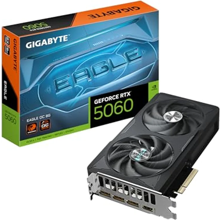 Gigabyte GeForce RTX 5060 Eagle OC 8G Grafikkarte - 8GB GDDR7, 128bit, PCI-E 5.0, 2550 MHz, WINDFORCE-Kühlsystem, verstärkte Struktur – Bild 1