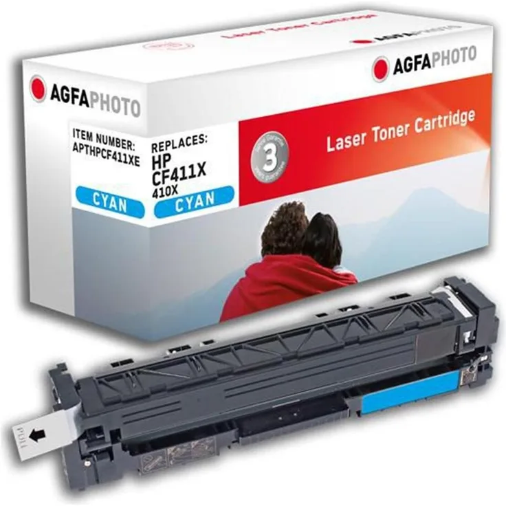 AGFAPHOTO APTHPCF411XE, Tonerkartusche kompatibel mit HP CF411X 410X, cyan, aus recyceltem Material und plastikfreier Verpackung