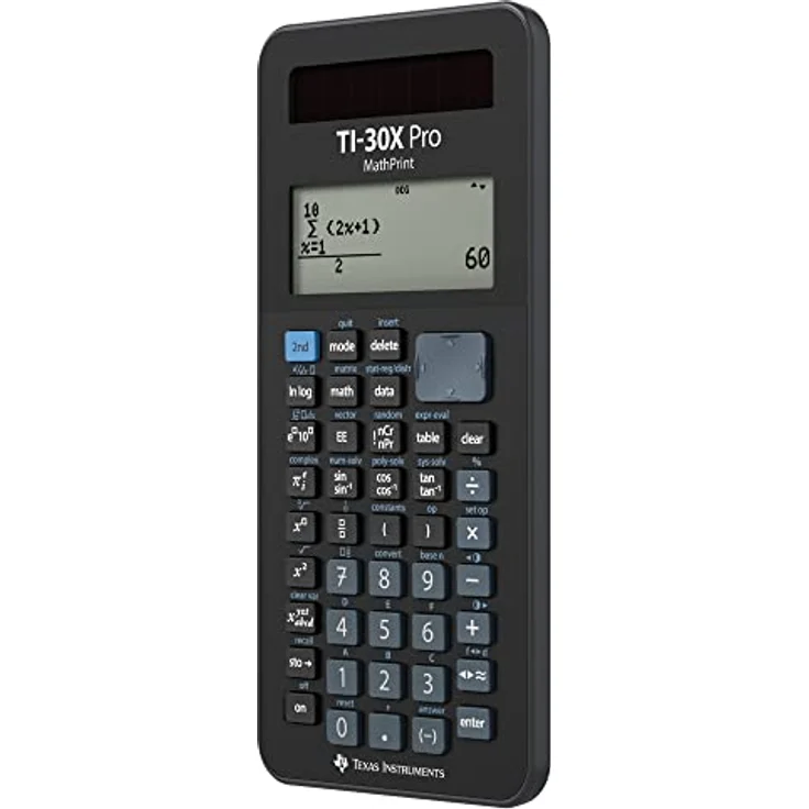 Texas Instruments TI-30X Pro Mathprint Schulrechner (4-zeiliges hochauflösendes Display, Solar- und Batteriebetrieb) Schwarz – Bild 3