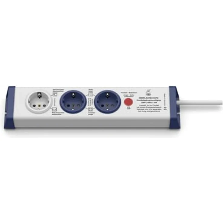 Bachmann 924.165 Auto-Stop-Zwischenstecker, 3-Fach Steckdosenleiste mit Überlastschutz und 1,5 m Zuleitung – Bild 1