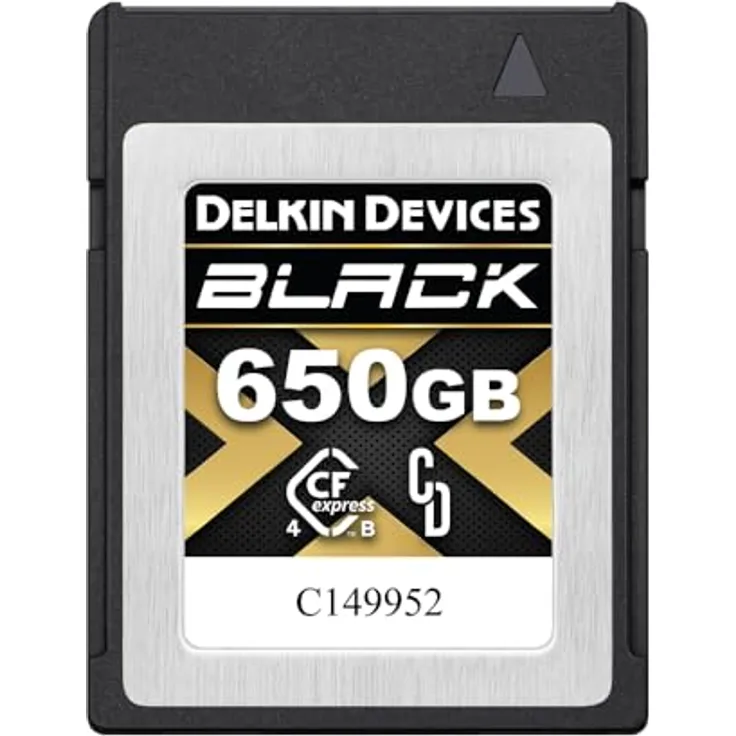 Delkin Devices Cfexpress Typ B 4.0 Speicherkarte, 650 GB, Schwarz - Hochleistungs-Speicherkapazität bis zu 1,3 TB