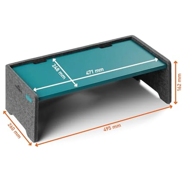 Durable Monitor Ständer Effect, höhenverstellbar aus 60% recyceltem PET-Filz, Petrol/dunkelgrün, für Monitore und Laptops – Bild 3