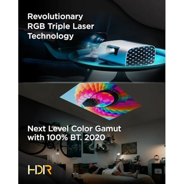 ViewSonic M10 Tragbarer RGB Laser Smart Projektor mit Harman Kardon Lautsprecher, Silber – Bild 3