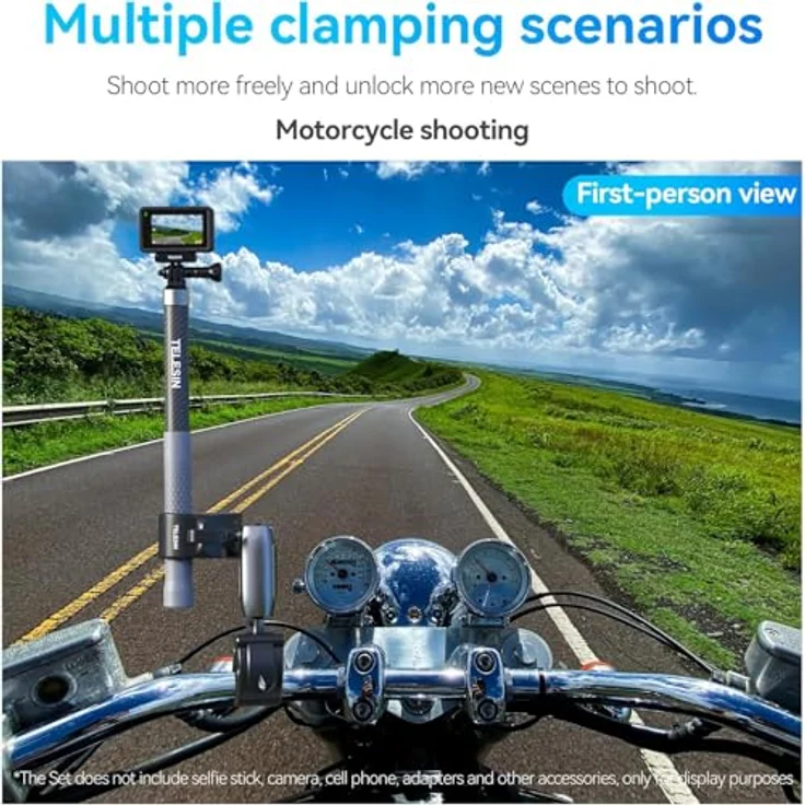 Telesin Motorrad-/Fahrradhalterung für Sportkameras, 360° drehbar, Aluminiumlegierung, korrosionsbeständig, einfache Installation – Bild 6