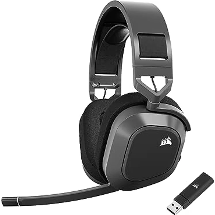 Corsair HS80 MAX Wireless Multiplattform Gaming Headset Mit Bluetooth - Dolby Atmos - Mikrofon in Broadcast-Qualität - iCUE-Kompatibel - PC, Mac, PS5, PS4, Mobile - Stahlgrau – Bild 1