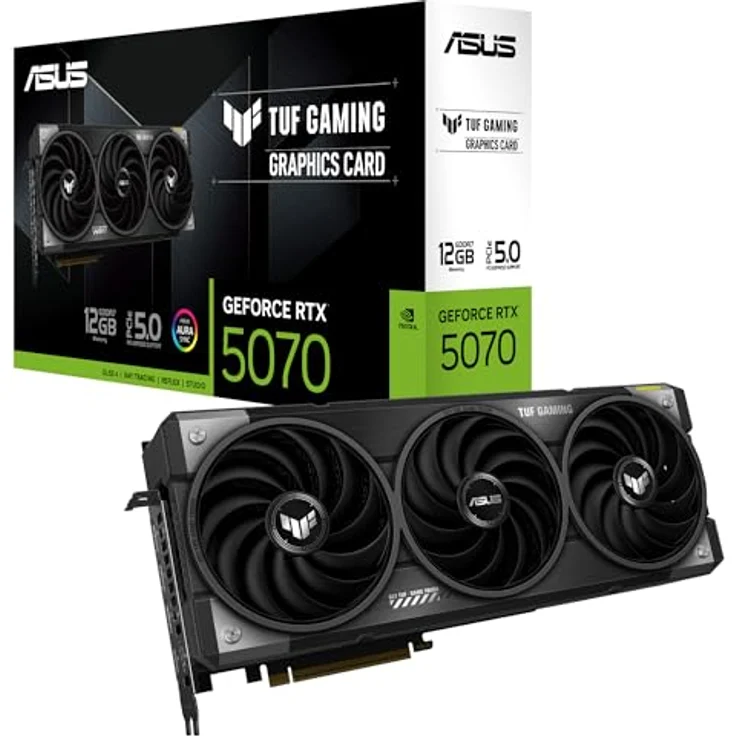 ASUS TUF Gaming GeForce RTX 5070 12GB GDDR7 Grafikkarte, NVIDIA Blackwell Architektur, DLSS 4, 2,5-Slot Design, PCIe 5.0, 3x DisplayPort 2.1b, 2x HDMI 2.1b – Bild 1