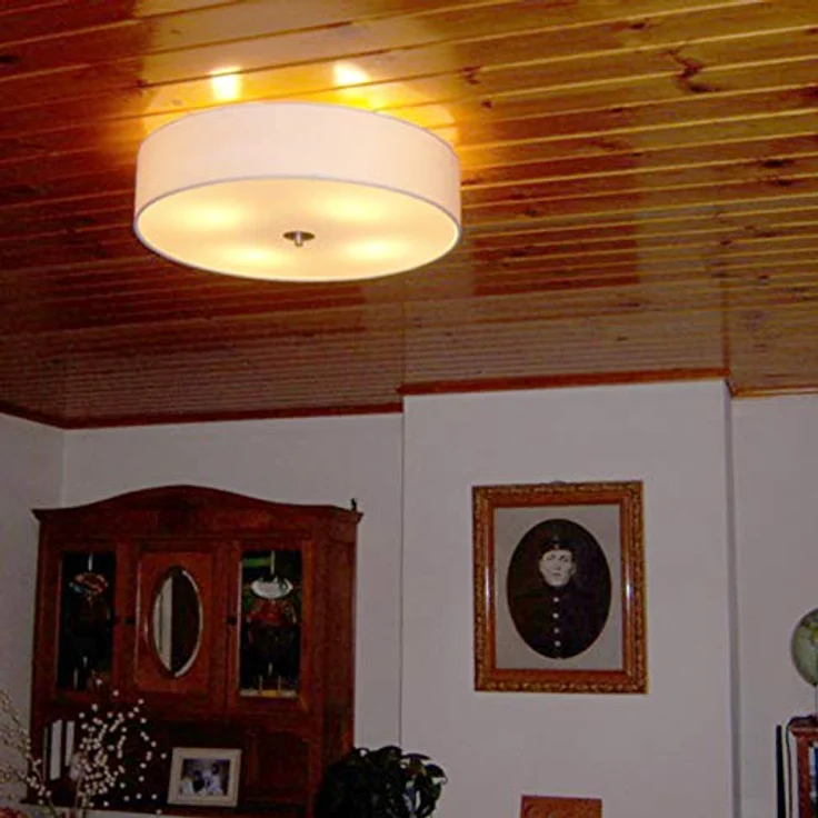 Qazqa - Modern Ländliche Deckenleuchte weiß 50 cm - Drum mit Schirm JuteI 4-flammig - LED geeignet E27 – Bild 2