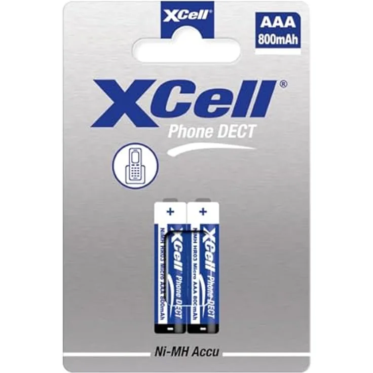 XCell Dect Phone X800 Micro AAA Akku, 800 mAh Ni-MH, langlebig & schnellladefähig, 2er Blister
