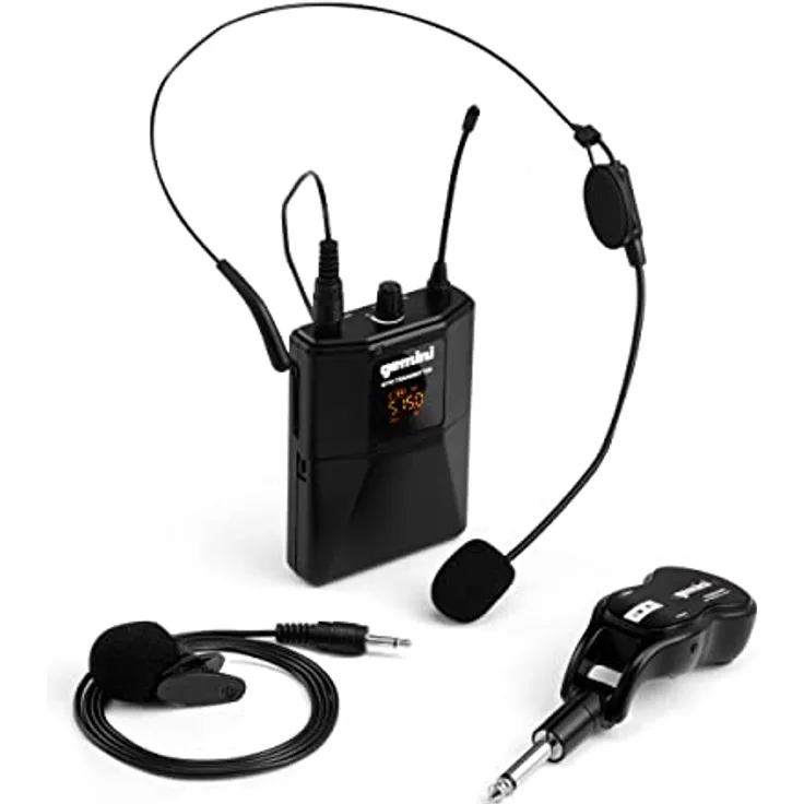 Gemini Sound Pro Audio GMU-HSL100 Plug and Sing Karaoke DJ Bluetooth Wireless UHF Band Headset/Lavalier Mikrofon in Schwarz