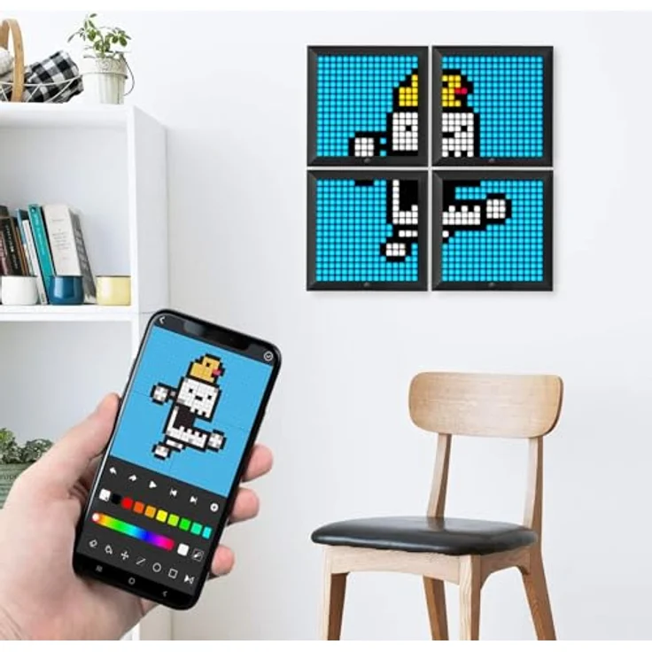 Divoom Pixoo Pixel Art, Digitaler Bilderrahmen mit 16x16 RGB LED Panel, Smart Clock, Social Media Benachrichtigungen, 7.18 Zoll, Schwarz – Bild 3