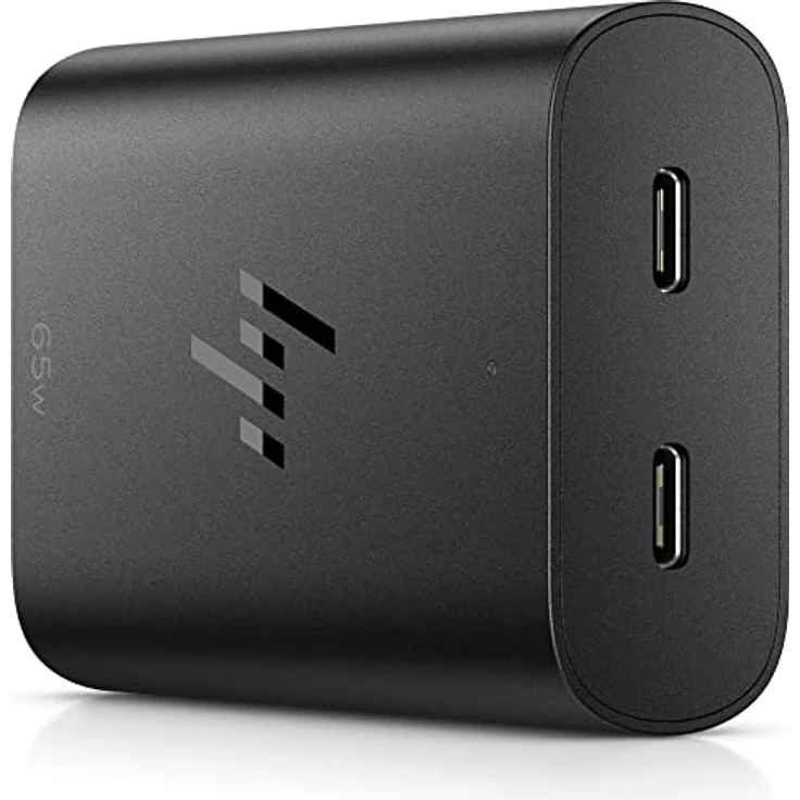 HP USB-C 65W GaN Laptop Charger EMEA-INT, kompaktes Notebook Netzteil mit zwei USB-C Anschlüssen, Schwarz – Bild 2