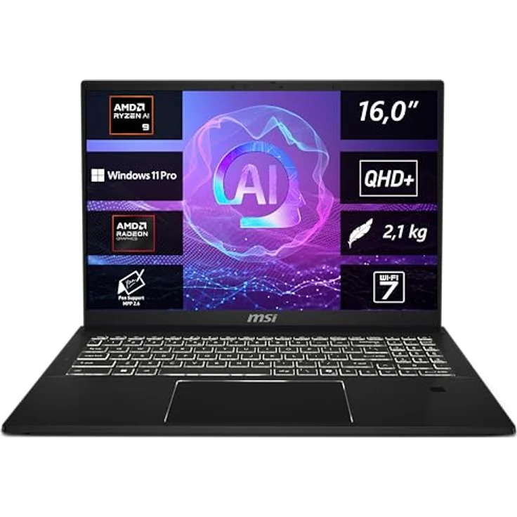 MSI Summit A16 AI+ Business Laptop, 16,0" QHD+, AMD Ryzen™ AI 9 365, 32 GB RAM, 1 TB, AMD Radeon™ 880M, Windows 11 Pro, A3HMTG-035 – Bild 1