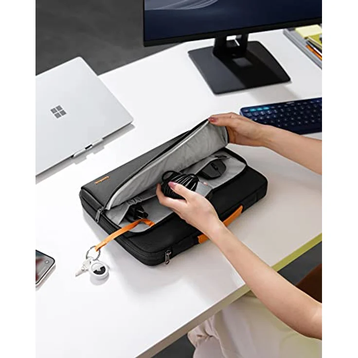 tomtoc 360° Business Laptoptasche für 2024, Rundumschutz nach Militärstandard für 13 Zoll Microsoft Surface Pro 11/10/9/8/X und 12,3 Zoll Surface Pro 7+/6/5/4/3/2/1, wasserabweisendes Material, praktisches Aufbewahrungssystem, schwarz – Bild 2