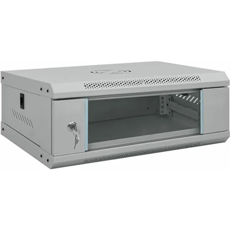 vidaXL Netzwerkschrank, Grau, 53 x 35 x 21 cm, aus Stahl mit integriertem Speicher