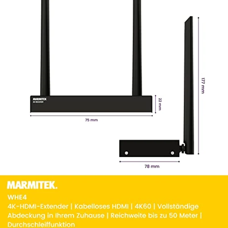 Drathlose HDMI Extender 4K - Marmitek WHE4-4K60 - Ultra HD - Flächendeckendes Bereich - Infrarot Rückgabefunktion - USB Tastatur und Maus Unterstützung – Bild 5