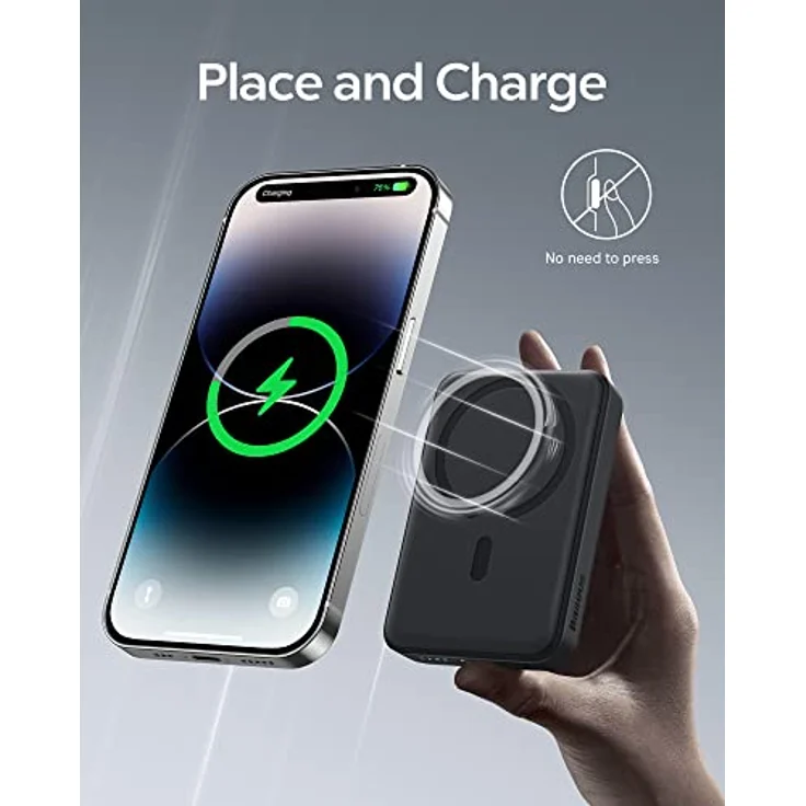 Baseus Magsafe Powerbank, 10000mAh Magnetische Powerbank für iPhone 14/13/12 Serie, Externer Akku mit PD 20W USB-C, Kabellose Powerbank mit Magnet, Powerbank Klein und Leistungsstark, Schwarz – Bild 2