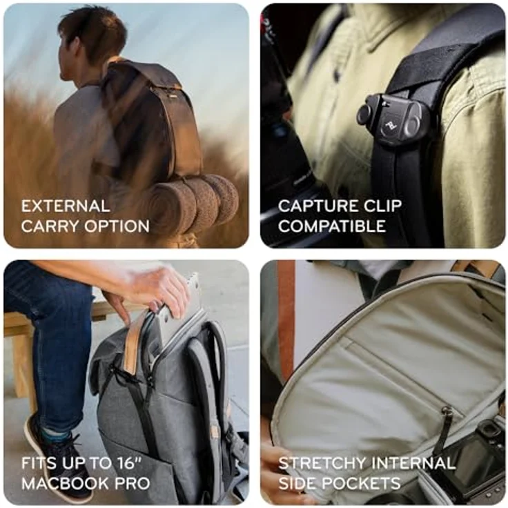 Peak Design Everyday Backpack 30L, Fotorucksack mit patentierter MagLatch-Hardware, wetterfestem 400D-Nylon-Canvas und drei FlexFold-Dividern, Blau – Bild 4