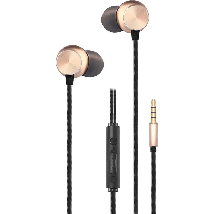 2GO In-Ear Stereo-Headset "Deluxe", verkabelt mit Aluminiumgehäuse, schwarz/gold