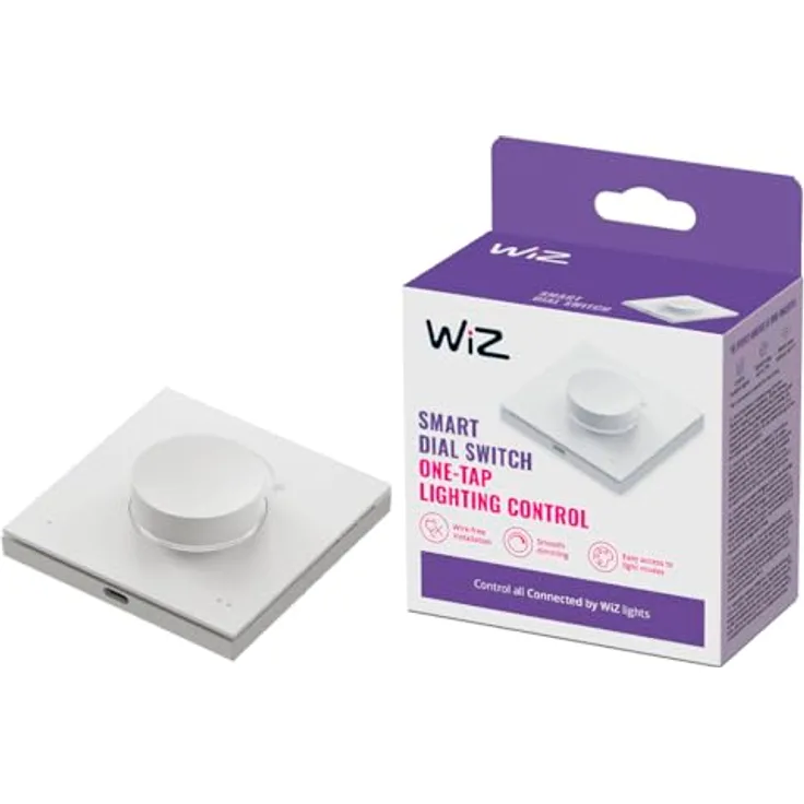 WIZ WiZ Dial Switch USB Schalter, kabelloser Lichtschalter mit dimmbarem Drehregler, Weiß